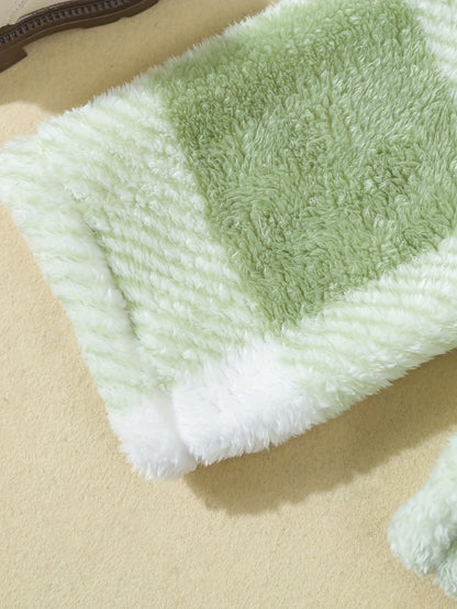 3pcs Plush Set Girl's Plaid Teddy Vest + Long-Sleeve Top + Teddy Pants, Casual outdoor Style Girls Winter/ Fall Clothes, Gift