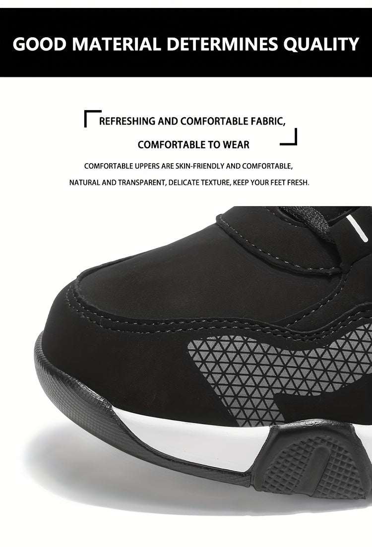 HIDEDUGO 's Heavy-Duty Winter Boots-like Sneakers - Warm Mid-Top Traction Tires, All-Terrain TPR Sole, Lace-Up Outdoor Shoes for Ice & Snow, Large Size Available (Black/White) - Cold Weather Casual & Sports