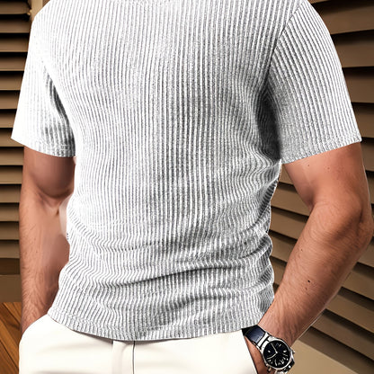 Men'S Short-Sleeve Round-Neck Knitted Jacquard T-Shirt, Stylish And Comfortable for All Seasons, High-Quality Top - ayq
