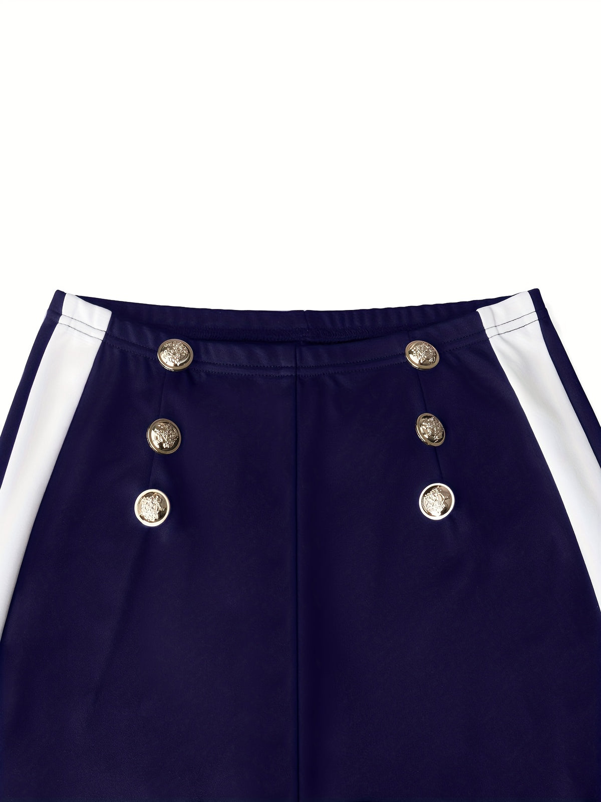 Women's Wide-Leg Casual Trousers with Side Stripe and Button Detail