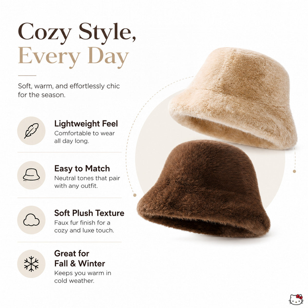 Women’s Soft Plush Bucket Hat – Warm Fall Winter Casual Hat