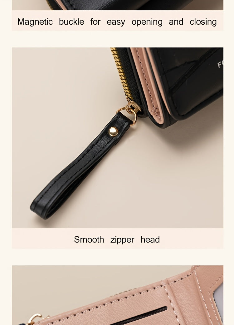 New Women's Fashion Minimalist Foldable Coin Purse with Clasp Design, Large Capacity, 6 Colors Available
