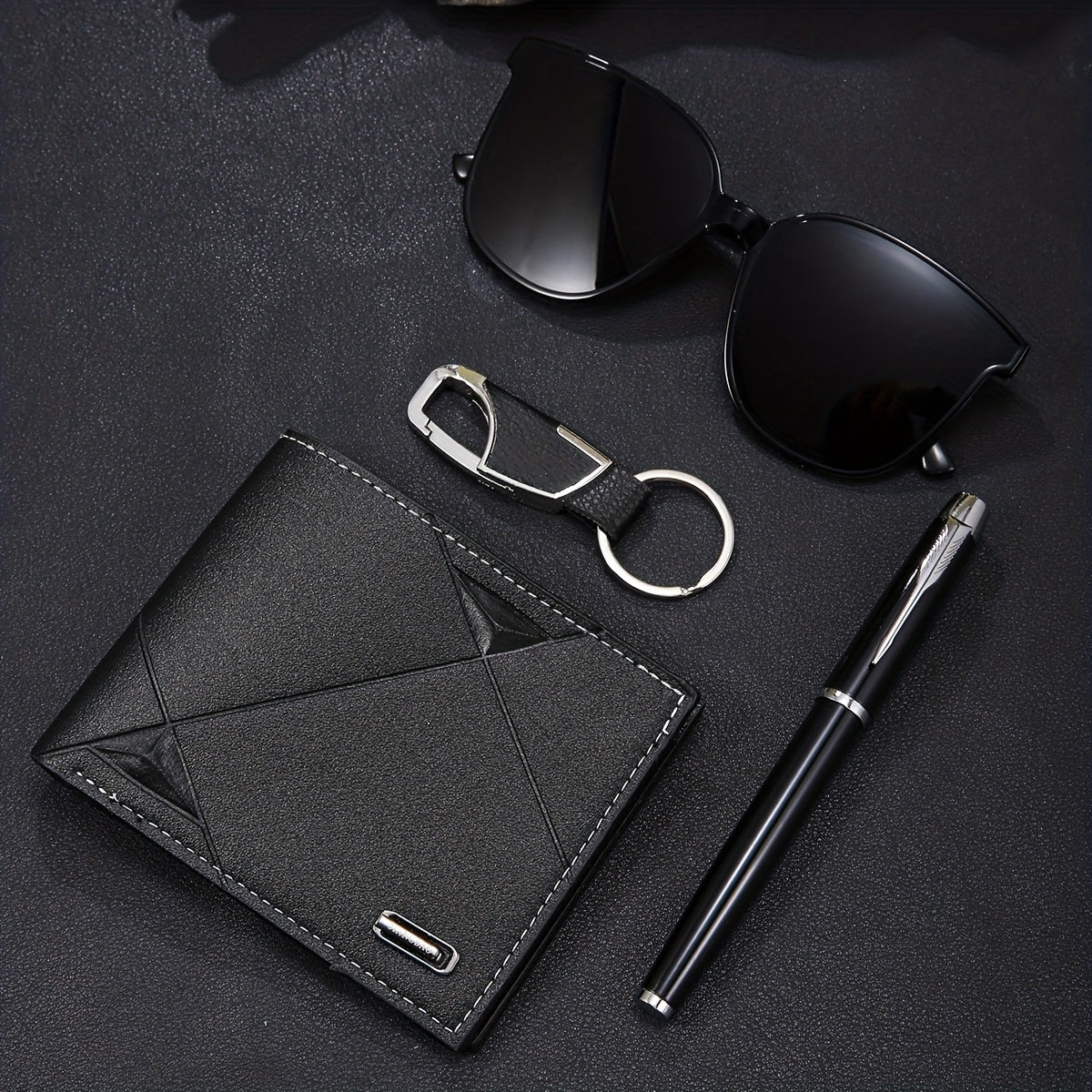 6pcs New Popular Large Dial Watches + Prayer Beads + Keychain And Pen + Stylish Travel Glasses + Business Wallet, Making You Vibrant in Life, Suitable for Various Occasions Such As Valentine'S Day, Dates, Christmas, Halloween