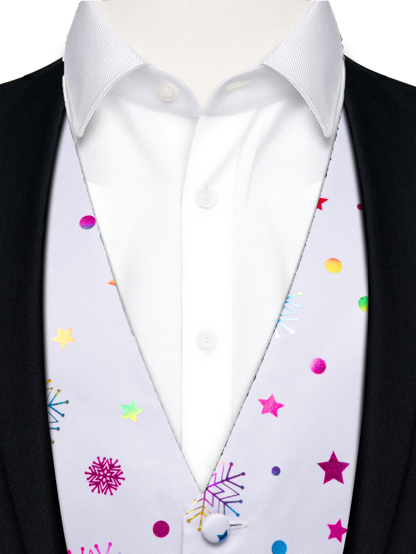 DOCAPEITON Men'S Christmas Vest - Formal & Casual Holiday Party Outfit with Button Front Closure, Non-Stretch Fabric - Green & Golden Snowflake, Tree, Firework Designs - Perfect for Xmas, New Year's, Weddings - Adult Men'S Fe