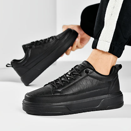 Men's Shoes, Business Casual Low-Top Sneakers for Men - Solid Color Versatile Casual Thick-Soled Lace-Up Shoes, Daily Fashion Simple Trendy Men's Shoes