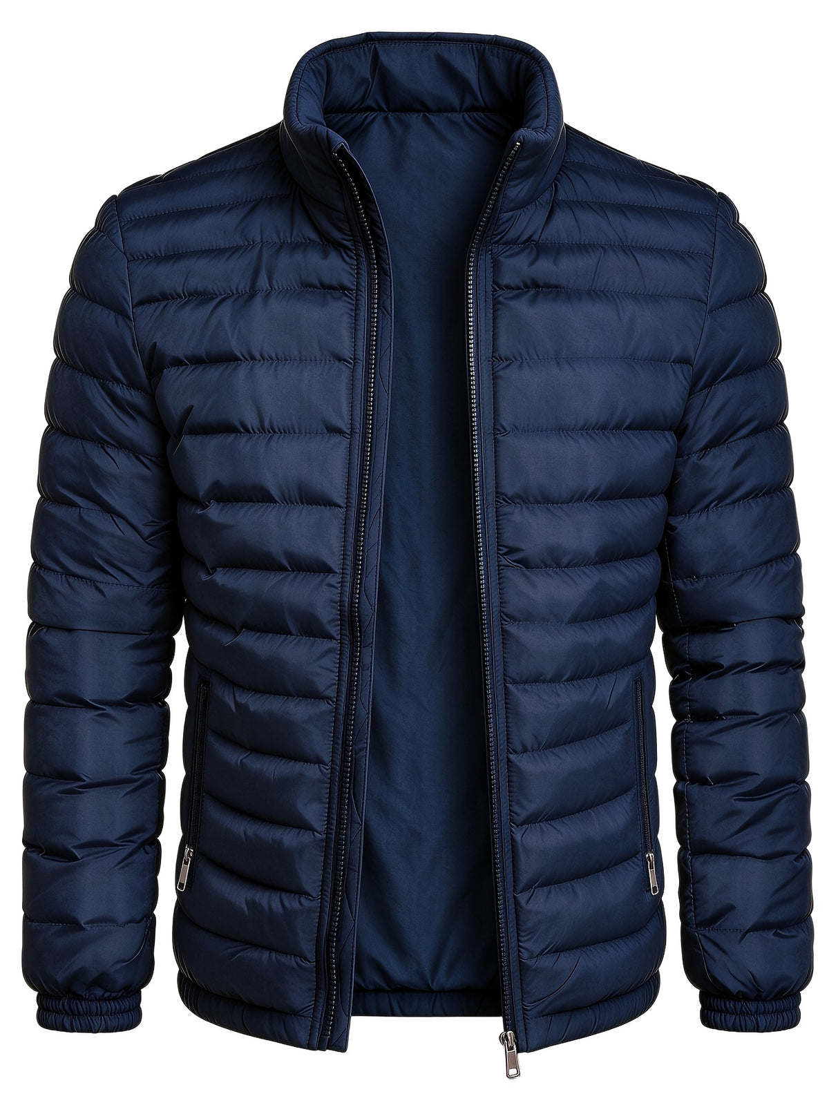 Men's Casual Stand Collar Zipper Jacket for Fall and Winter