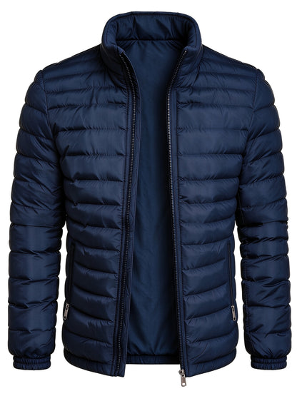 Men's Casual Stand Collar Zipper Jacket for Fall and Winter
