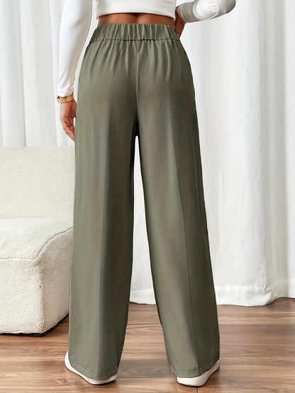 Elegant Women's Straight-Leg Office Pants in Solid Polyester