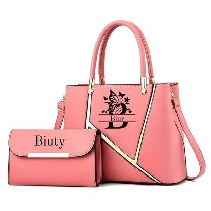 Elegant PU Leather Letter Tote with Adjustable Strap for Women