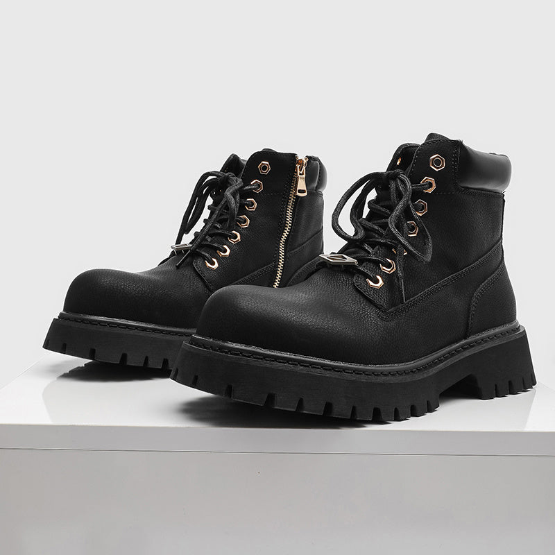 Men's British-Style Premium Riding Short Lace-Up Boots