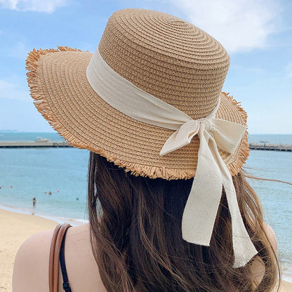 Women's Linen Wide Brim Butterfly Beach Sun Hat for Summer