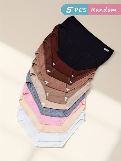 Women's Mid-Rise Cotton Panties Set of 5 - Comfortable & Stretchy