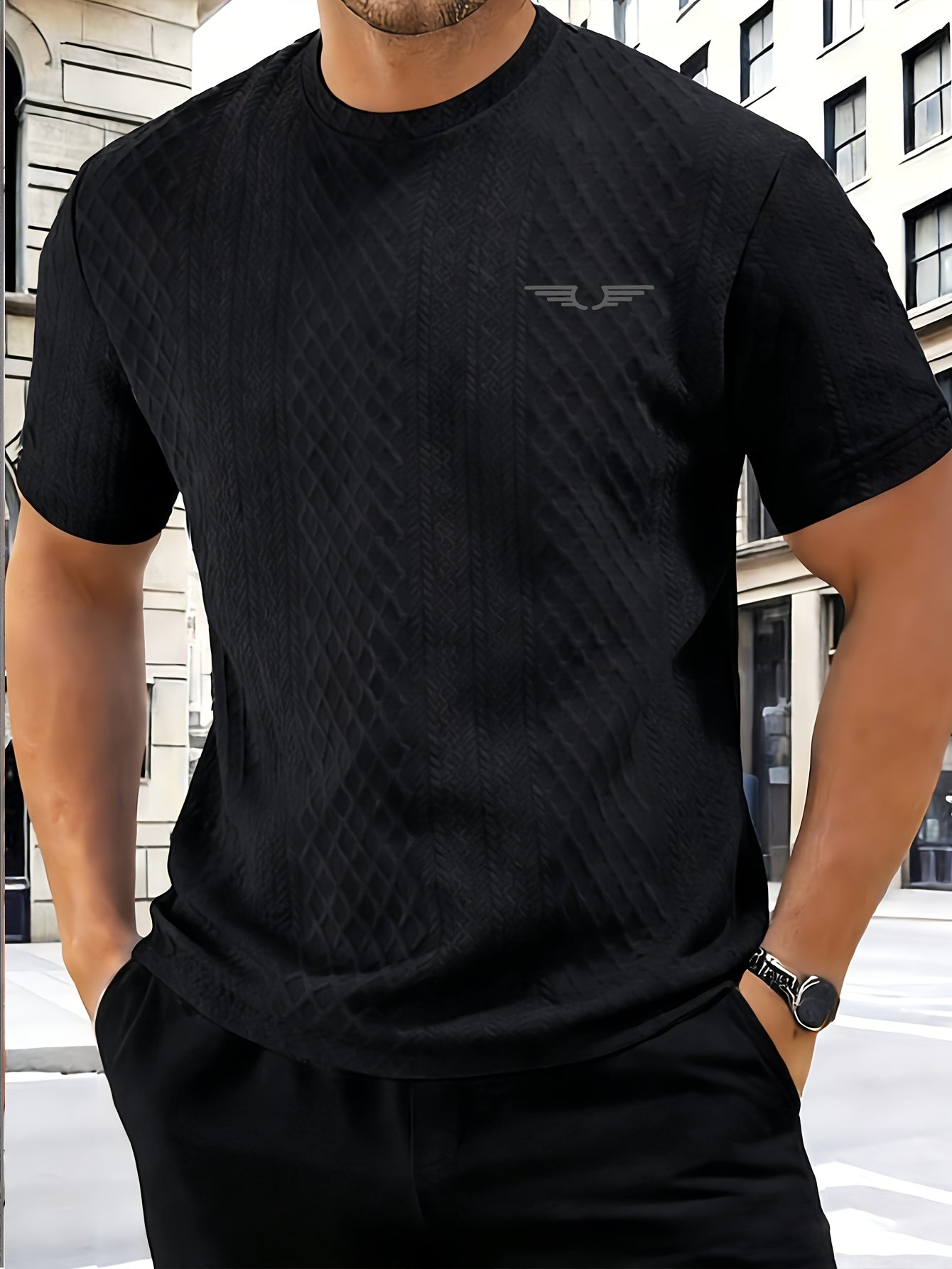 Fashionable and Simple Casual Short-sleeve T-shirt for Daily Commuting and Shopping, a Comfortable and Breathable Top for Men - ayq