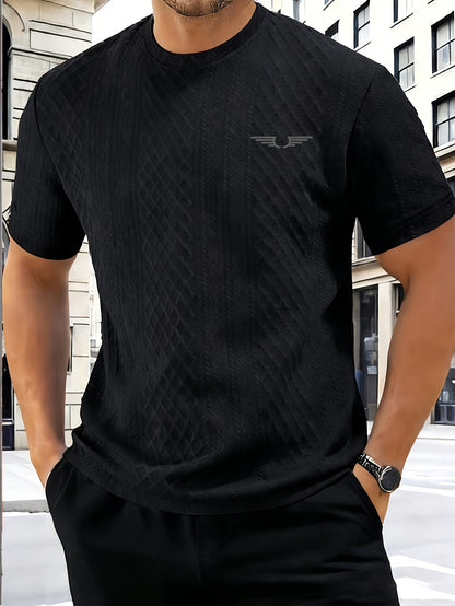 Fashionable and Simple Casual Short-sleeve T-shirt for Daily Commuting and Shopping, a Comfortable and Breathable Top for Men - ayq