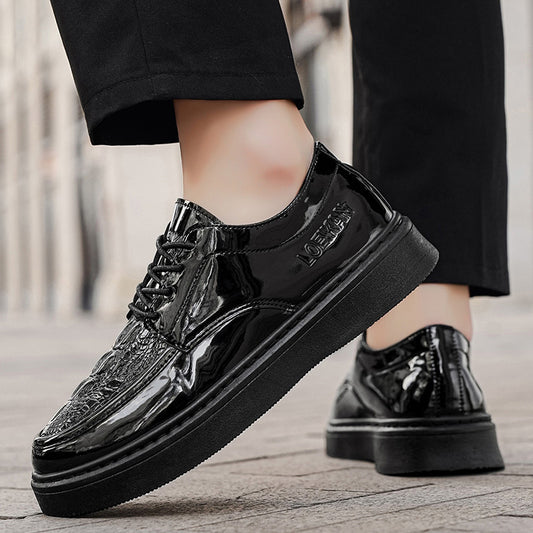 [sneakers] LOEIKAN New Men'S Black Minimalist Comfortable Business Casual Shoes Trendy Fashionable Versatile Wedding Party High Quality Durable British Style Formal Large Size Men'S Shoes