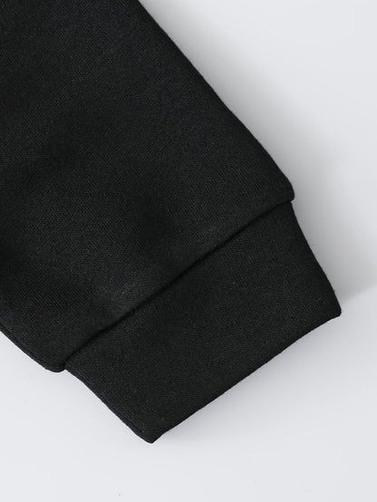 2pcs Set of 3D Embossed Letter Solid Color Thickened Hooded Sweatshirt for Autumn and Winter, Fleece-Lined Fabric with Comfortable Feel and Strong Warmth, Fashionable Versatile Unisex ' Hoodie with Round Neck Pullover, Perfec