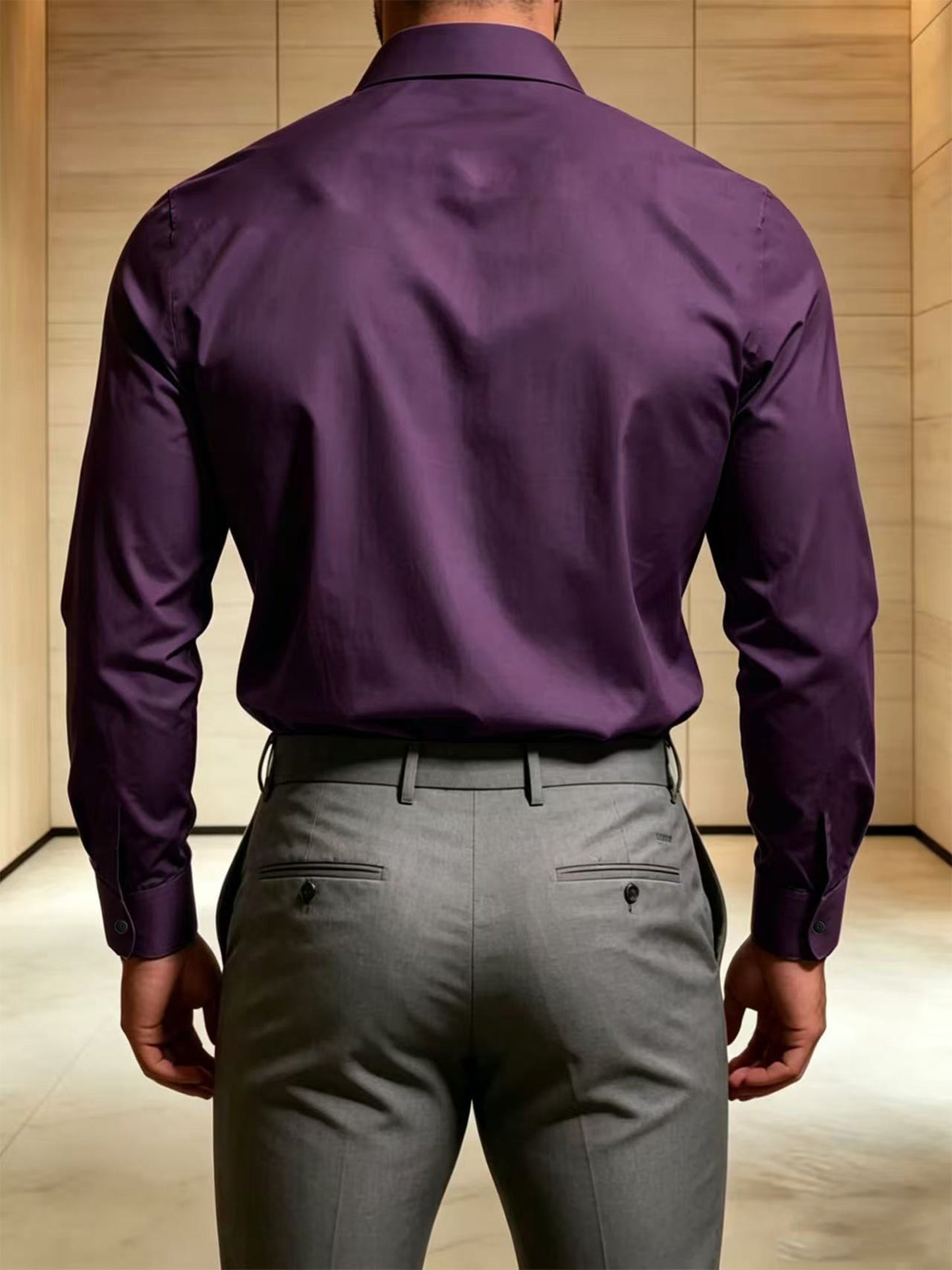 Men's Casual Long Sleeve Business Shirt for Spring and Fall