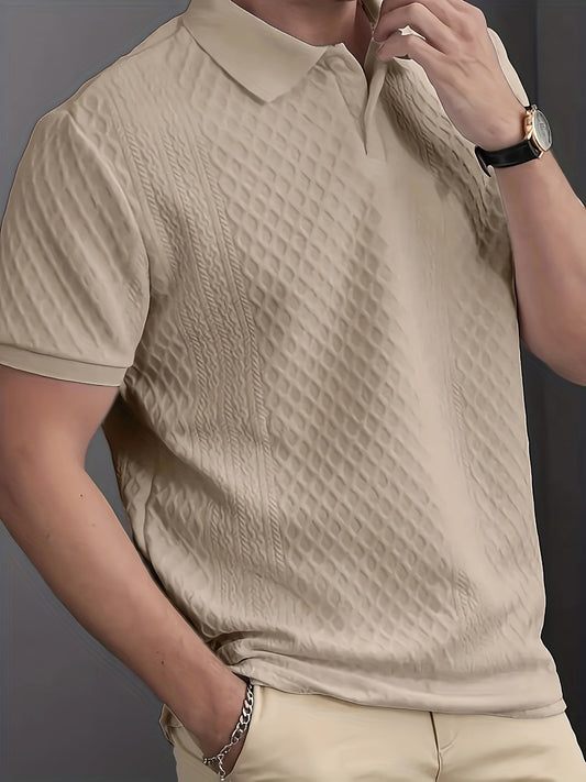 Men'S Stylish Casual Business Polo Shirt | High-End Solid Color Jacquard Collar T-Shirt | Essential Golf And Polo Outfit | Breathable And Warm | Suitable for Indoor Gatherings And Outdoor Sports | A Must-Have Casual Vacation - ayq