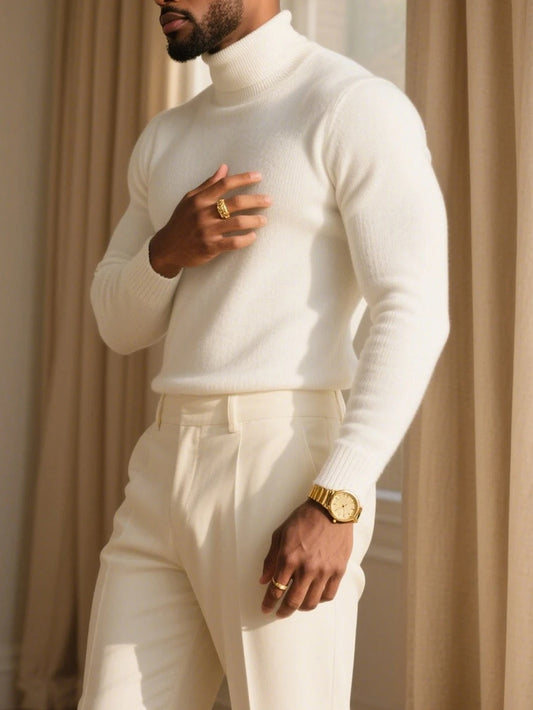 Men's High Neck Fashion Warm Comfortable Soft Skin-Friendly Commuter Sweater Inner Layer 1NG01