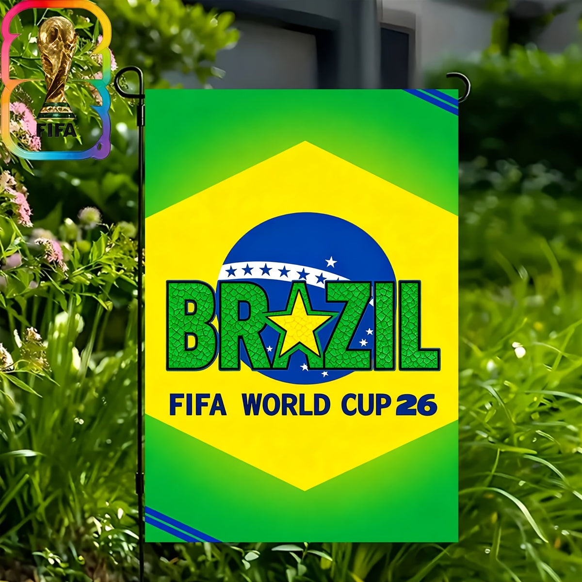 Brazil World Cup Linen Outdoor Flag - Multipurpose Garden Decor