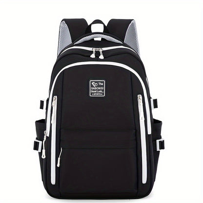 Visually Appealing Two-Tone Travel Backpack - Durable, Nylon, Lightweight with Adjustable Straps, Large Capacity School Bag for Students (No Charm), Casual Daypack Organized Storage Bag, Backpack for School