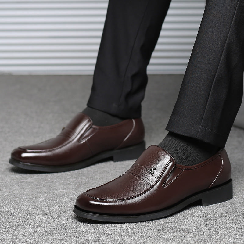 Men's Elegant PU Lace-Up Office Shoes All-Season Formal Footwear