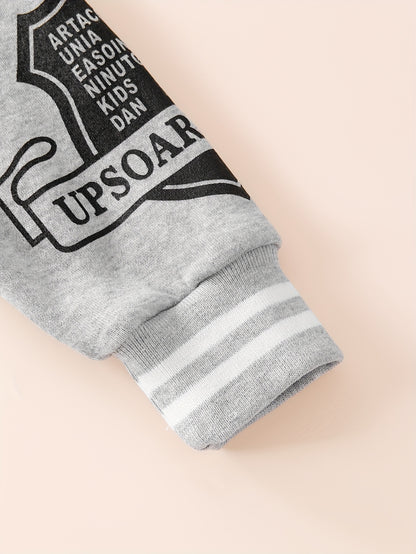 New Autumn And Winter Set: Classic And Stylish Button-Up Baseball Jacket with Letter Pattern Print on The Sleeves, Paired with Pants Featuring Black And White Stripes And Thickened Fleece for Warmth. This Comfortable And Vers