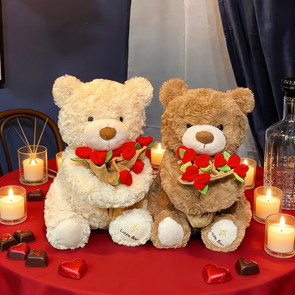 29.97cm Adorable Plush Bear with Hat & Rose - Soft / Stuffed Toy Suitable for Christmas, Gifts for,, Cuddly Companion for Bedtime & Decor