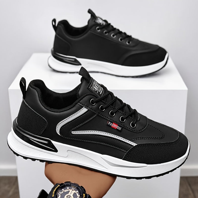 Men's Plus Size Walking Shoes, Skate Shoes, Breathable Trail Running Shoes, Travel Shoes, Trendy Versatile Low-Top Casual Sports Shoes, Fashion Sneakers, Black Knit Mesh Shoes for Spring, Summer, Autumn, All Seasons - ayq