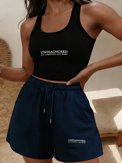 Buttery-Soft Crop Tank & Drawstring Shorts Set for Casual Comfort