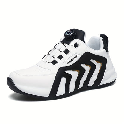 Men's Striped Casual Shoes Rotary Buckle Comfy Durable Outdoor Jogging Hiking Fishing, All Seasons