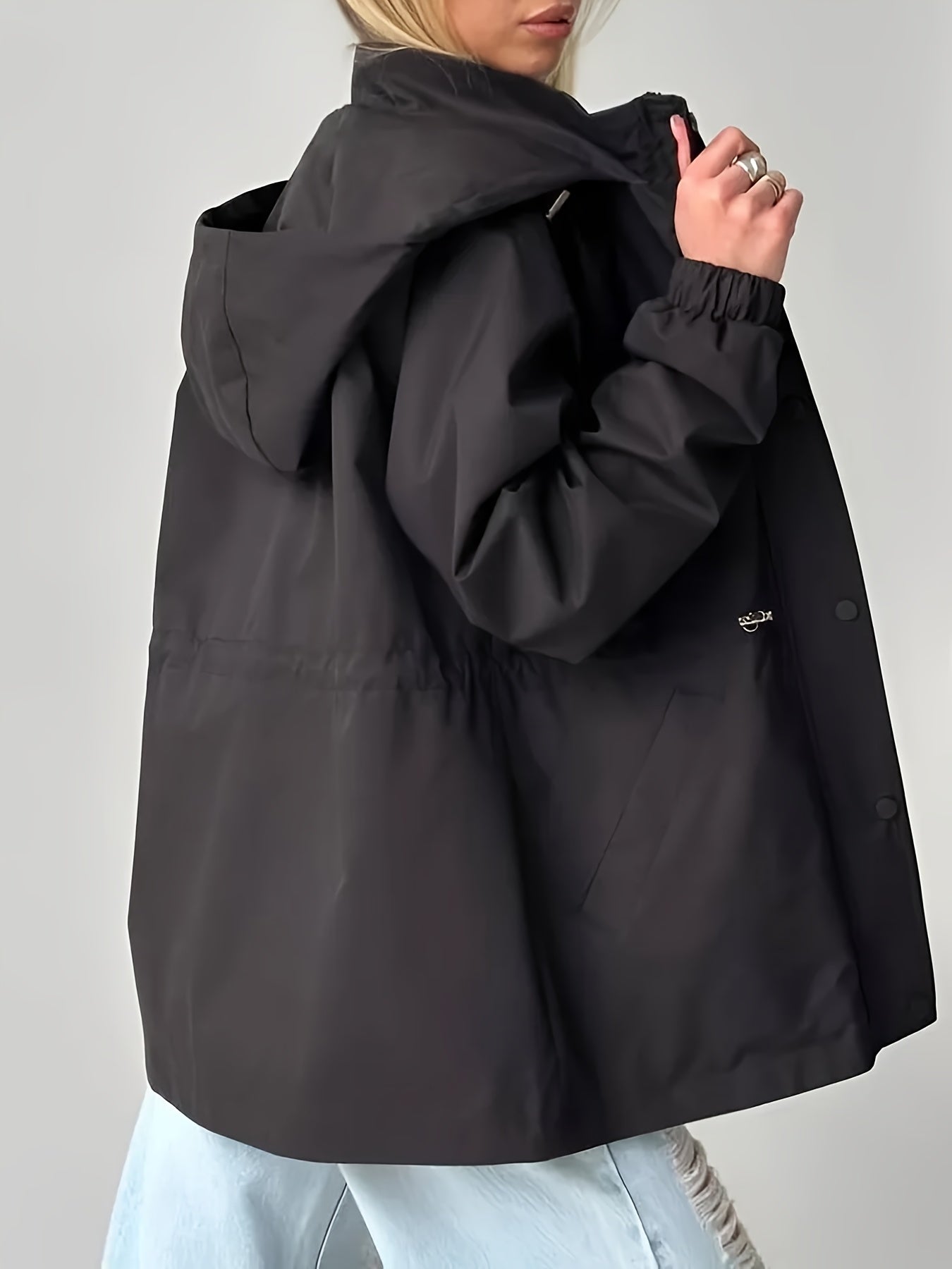 Autumn and Winter Women's Fashion Solid Color Windbreaker Jacket