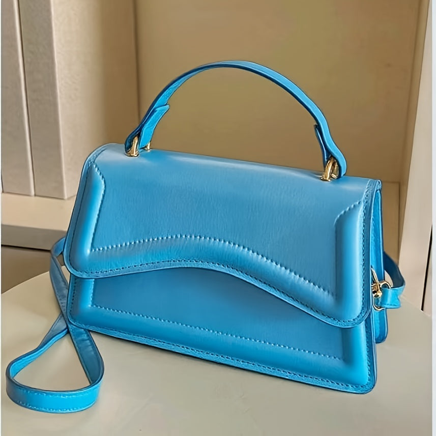 Fresh and trendy small square bag, one shoulder crossbody bag, youthful and sweet style, magnetic buckle closure bag, solid color, internet famous and popular bag