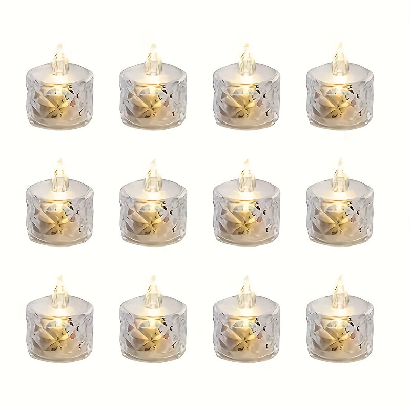 LED Candle Set with Crystal Pattern - Battery-Powered Indoor Table Decorations for Birthdays, Christmas, Halloween, Weddings, Parties & Holidays, Non-Rechargeable Battery, Round Shape, Holiday Candle Lighting | Elegant Candle