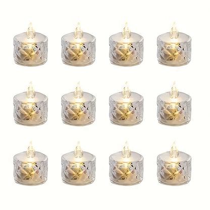 LED Candle Set with Crystal Pattern - Battery-Powered Indoor Table Decorations for Birthdays, Christmas, Halloween, Weddings, Parties & Holidays, Non-Rechargeable Battery, Round Shape, Holiday Candle Lighting | Elegant Candle