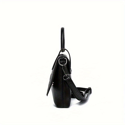 Women's Shoulder Bag Retro Crocodile Pattern Handbag, Women's Elegant Clutch Purse, Fashion Square Crossbody Bag