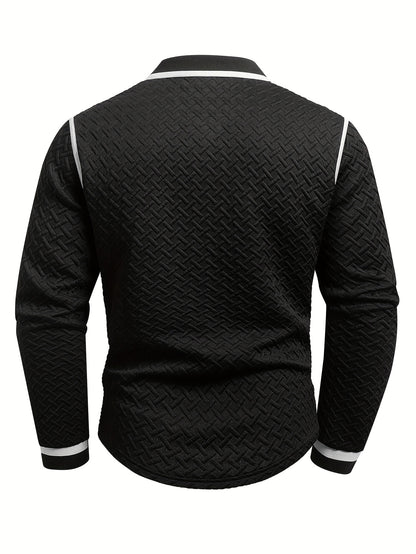 New Autumn Long-Sleeve Sweatshirt Made of Textured Fabric with a Polyester Collar And Versatile Spandex, Knit