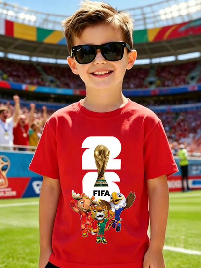2026 World Cup Digital Trophy Cotton T-Shirt for Kids