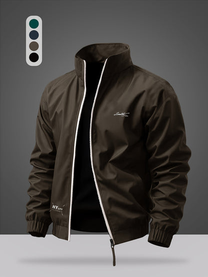 Men's Casual Polyester Sports Jacket with Alphabet Print