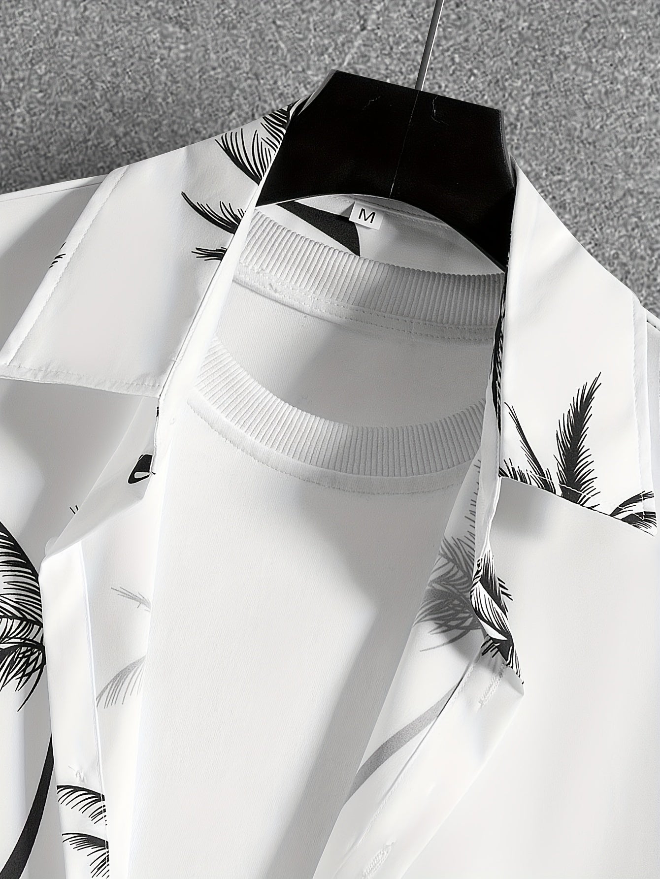 Coconut Tree Print, Men's 2Pcs Outfits, Casual Camp Collar Lapel Button Up Short Sleeve Shirts Hawaiian Shirt And Drawstring Shorts Set For Summer, Men's Clothing
