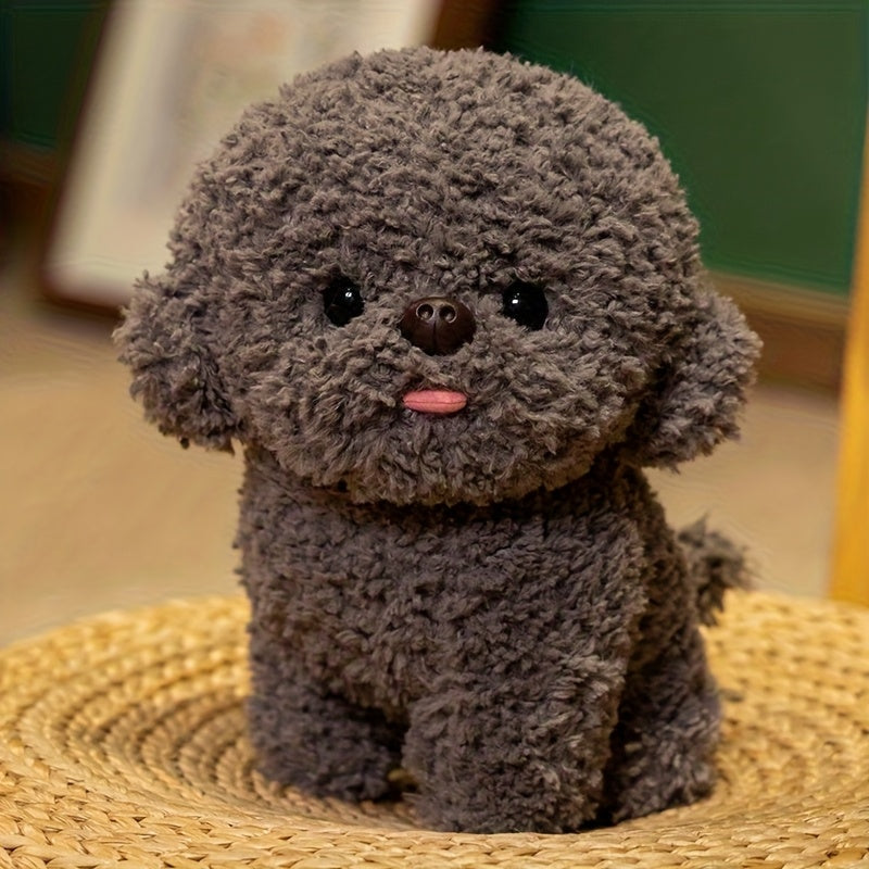 1pc Puppy plush toys, realistic cartoon Bichon Frise plush toys, creative dog animal plush toys, plush toys, perfect gifts, gray/white, no electricity required.