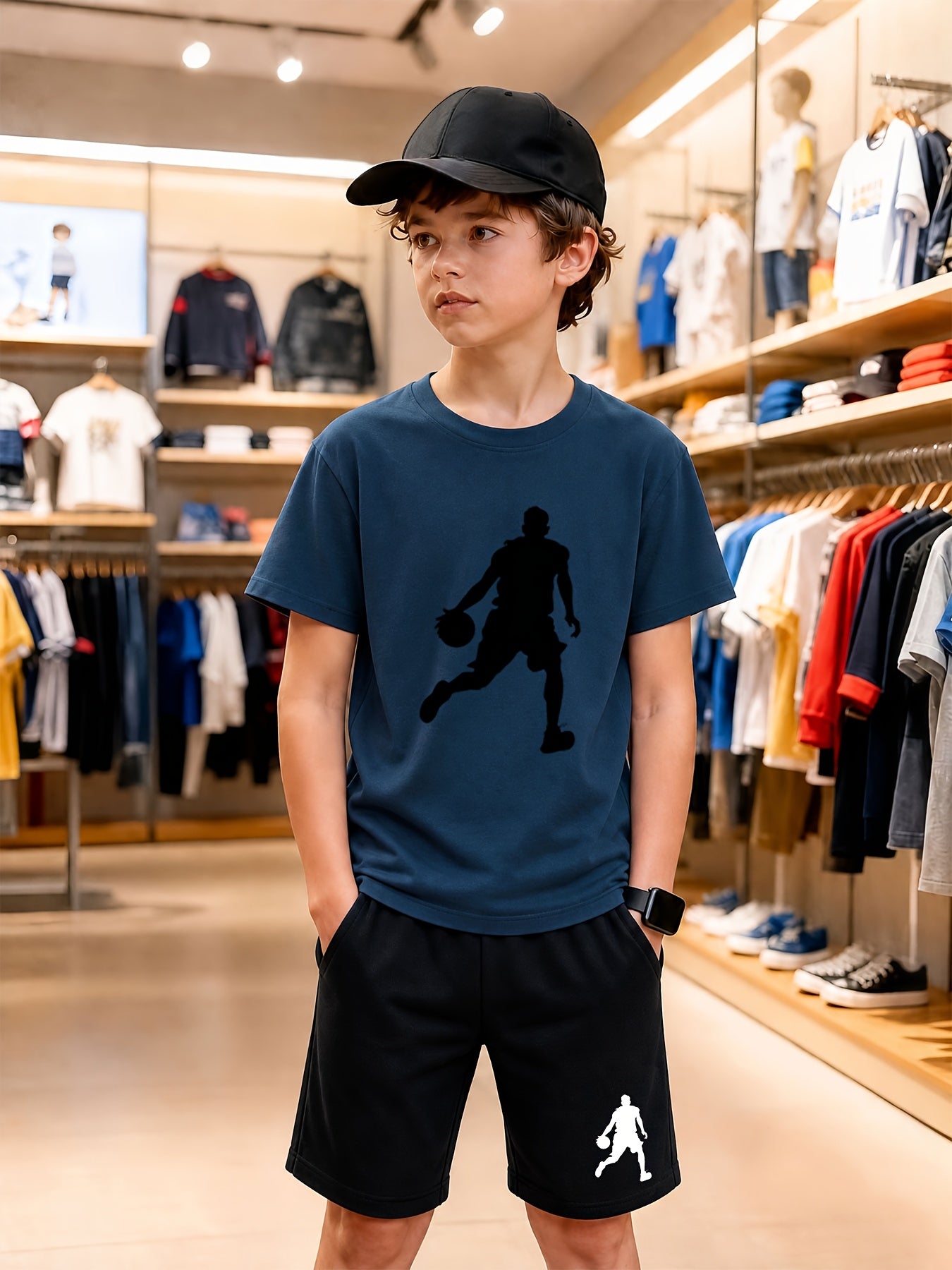 Boys' Cotton T-Shirt & Shorts Set Casual Athletic Style