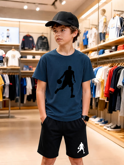 Boys' Cotton T-Shirt & Shorts Set Casual Athletic Style