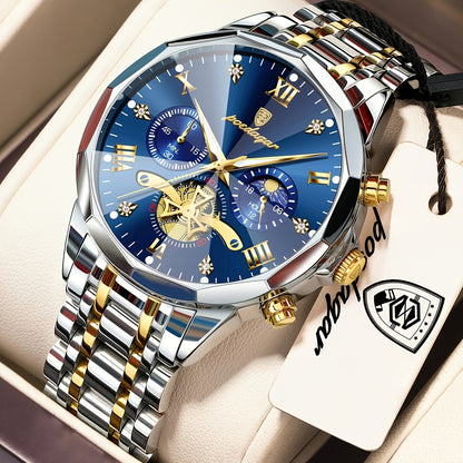 Men's Stainless Steel Business Watch with Luminous Chronograph