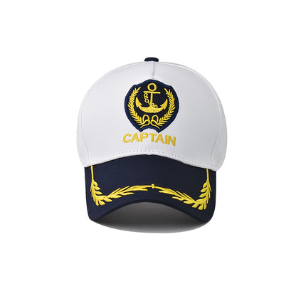 Unisex Navy-Style Captain Hat with Buckle and Curved Brim