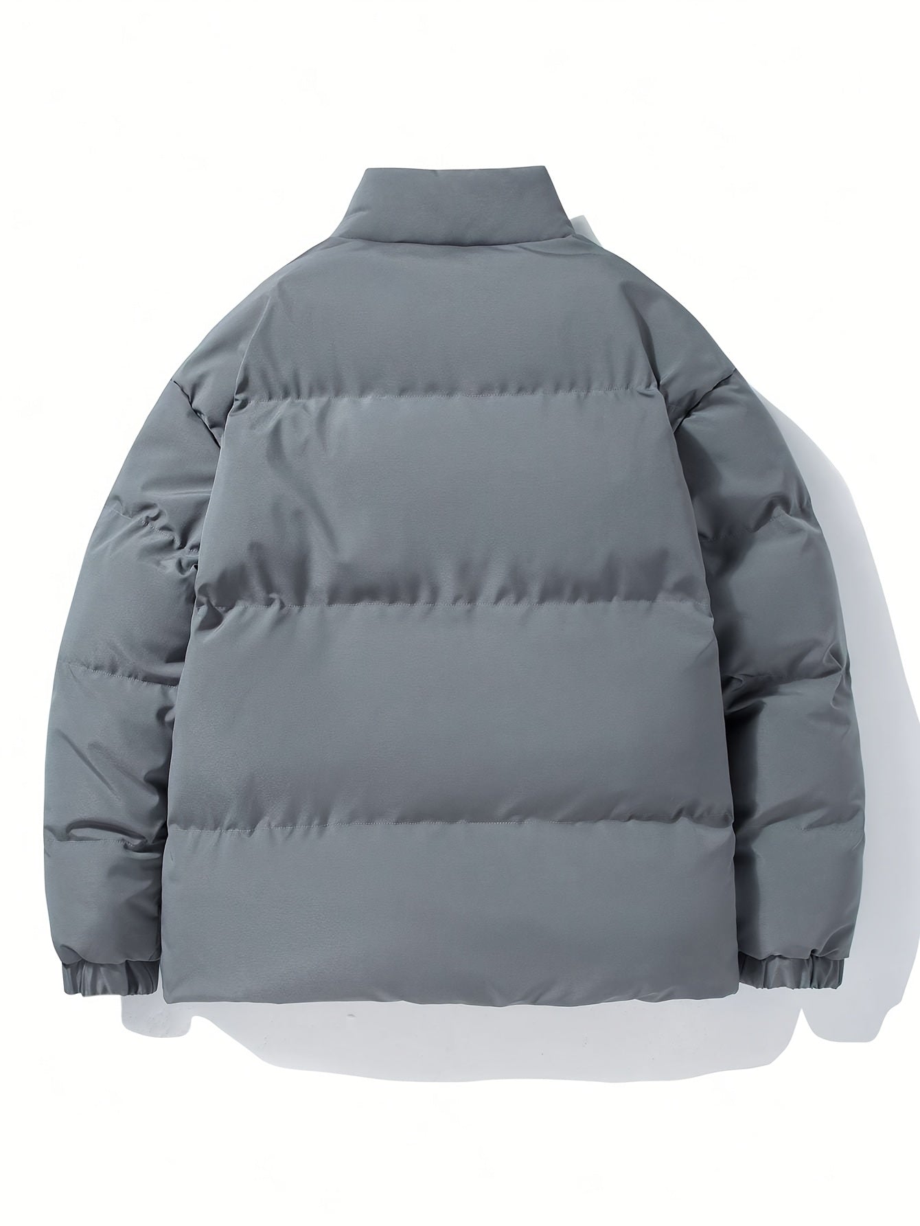 Yilong OBM Men's 2025 Fleece-Lined Winter Coat - Stand Collar Padded Insulation, Machine Washable Polyester, Solid Color Casual Jacket with Zipper Closure for Cold Weather, Winter Jacket, Outdoor Clothing, Minimalist Design,