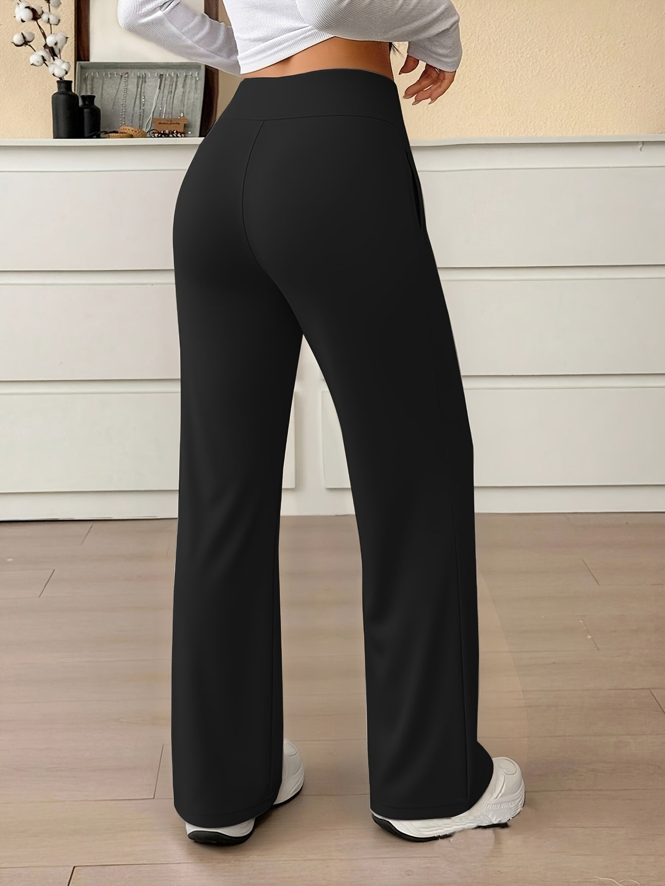 Women’s High-Waist Wide-Leg Stretch Trousers for Spring/Fall