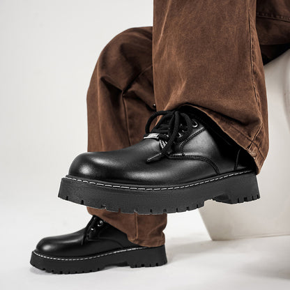 Men's Classic Oxford Lace-Up Shoes with Thick Sole, All-Season