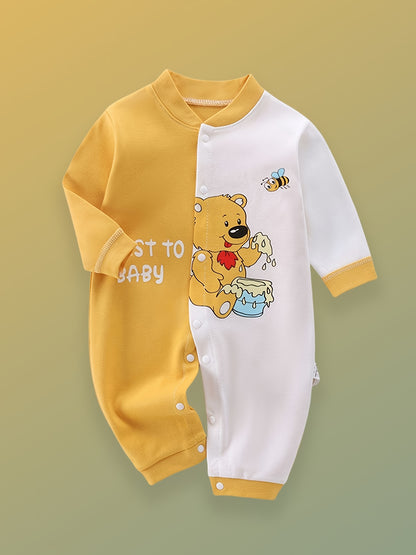 2pcs Cotton Baby Jumpsuits with Teddy & Dinosaur Patterns