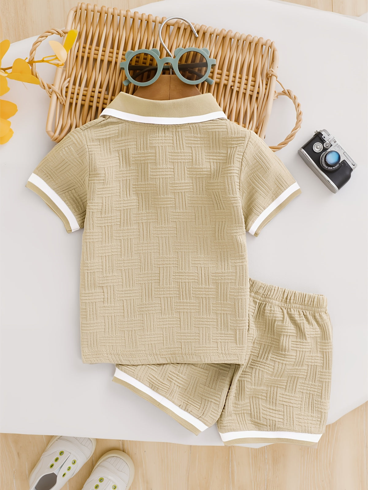 Boys' Summer Polo Shirt & Shorts Set - Preppy Casual Outfit - ayq